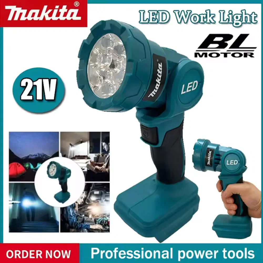 

Makita Cordless LED Work Light Rechargeable Flashlight 18V Battery Power Tools Indoor Outdoors Night Searchlight Tool