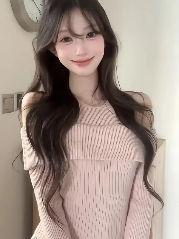 

Pure Desire Spicy Girl Hollow out Shoulder One-Shoulder Knitted Sweater Women Early Spring 2026 New Inner Long Sleeve Top