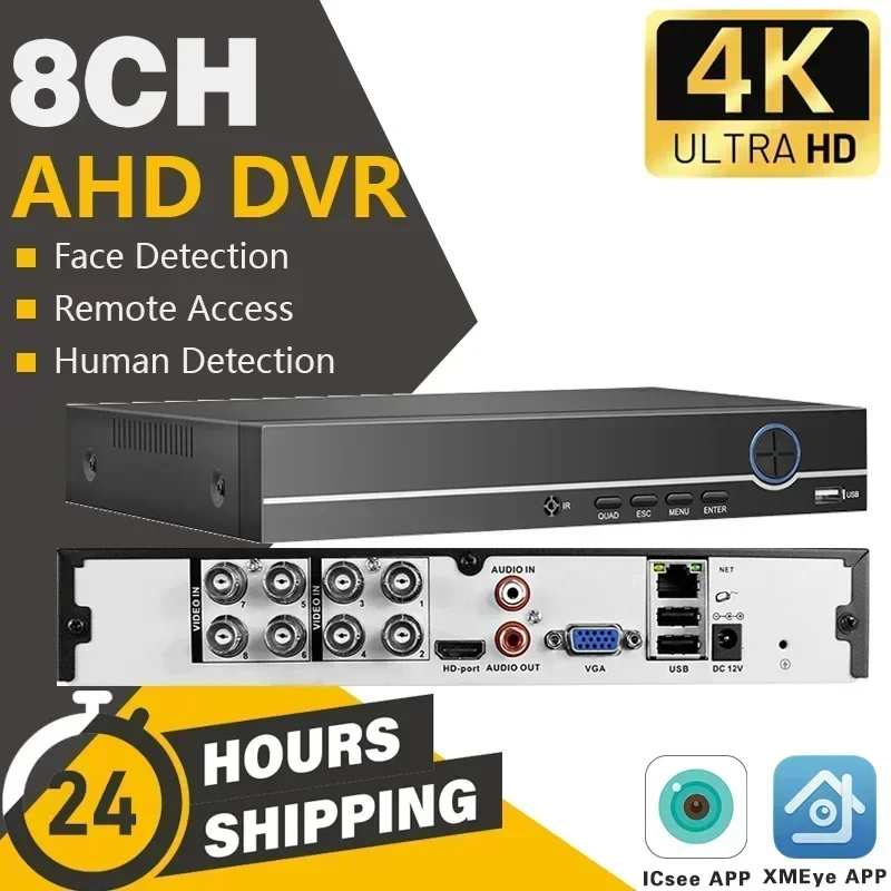 

8 Channel CCTV AHD HD 8MP DVR AHD-N Hybrid DVR 4K DVR 6in1 Video Recorder for AHD TVI CVI CVBS Analog Camera IP Camera 8CH