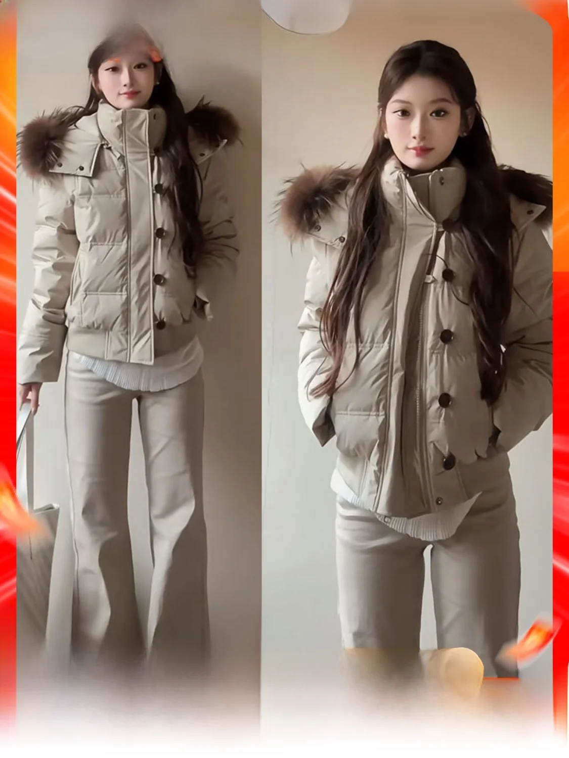 

ort Puffer Jaet Women's Winter Coat Thiened down Jaet Casual Loose Fit Zipper Closure Warm Stand Collar Original Color