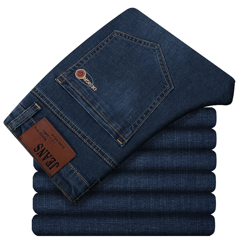 

Oversized Men's Straight-leg Jeans Classic Denim Pants Baggy Casual Spring Autumn New Trousers Plus Size 44 46 48 Brand Clothes