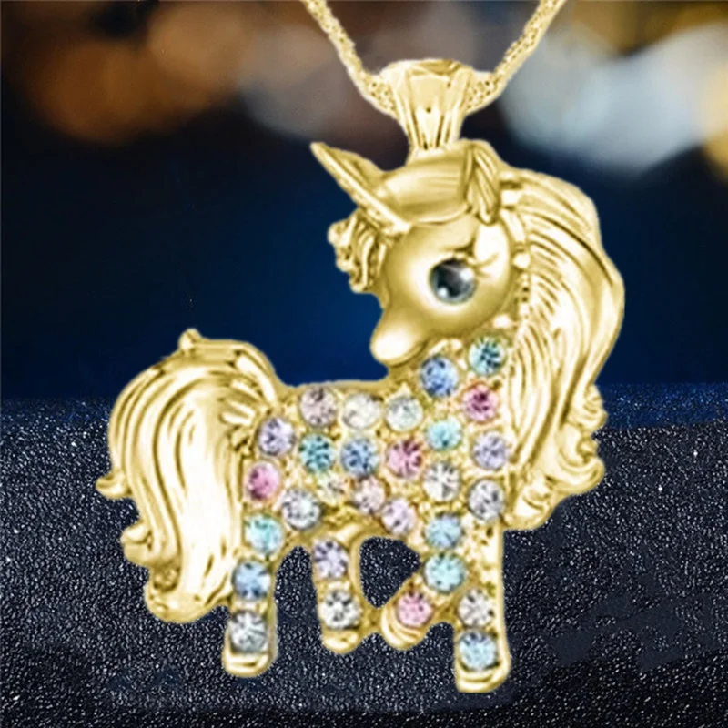 Exquisite Fashion Unicorn Necklace Color Cartoon Unicorn Jewelry Pendant Necklace for Women Party Birthday Anniversary Gift