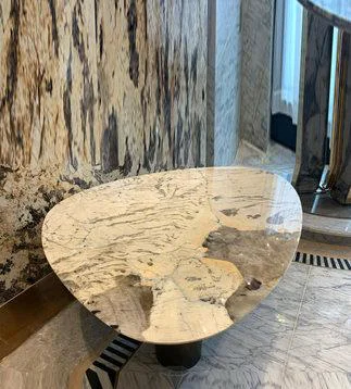 Creative design of irregular table fashion marble table 6 people  stone plate triangle personality table