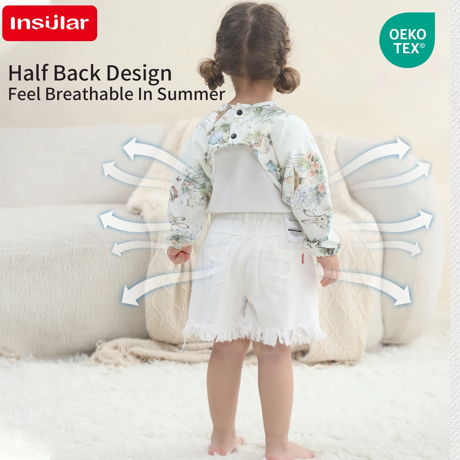 

INSULAR Newborn Apron Reverse Dressing Waterproof Baby Bibs Upside-down Infant Eating Clothes 100%PU Protective Clothing for0-1Y