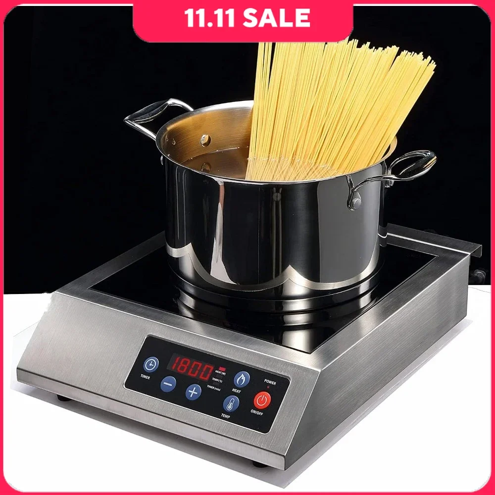 Electric Induction Cooker, 1800W 18/10 Stainless Steel, 10 Hours Timer, Portable Induction Cooktop