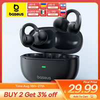 Baseus Bowie MC1 Ear Clip Wireless Earphones Bluetooth 5.4 Open-Ear Headphones Clip-On Sports Earbuds  IP57 Waterproof AI-Bass