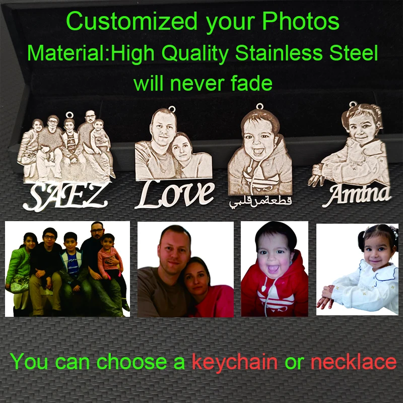 Personlized Family Keychain Customized Name Photo Keychains Children's Photo Truly Portrait Keyholder Family Commemorate Gift