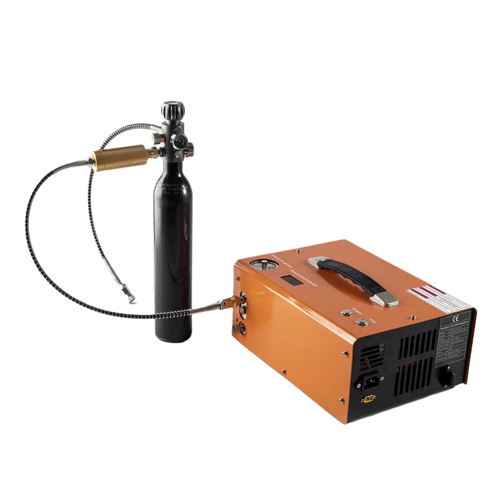 12v portable 300bar pcp  compressor auto stop pcp air pump with built-in 110V 220V transformer