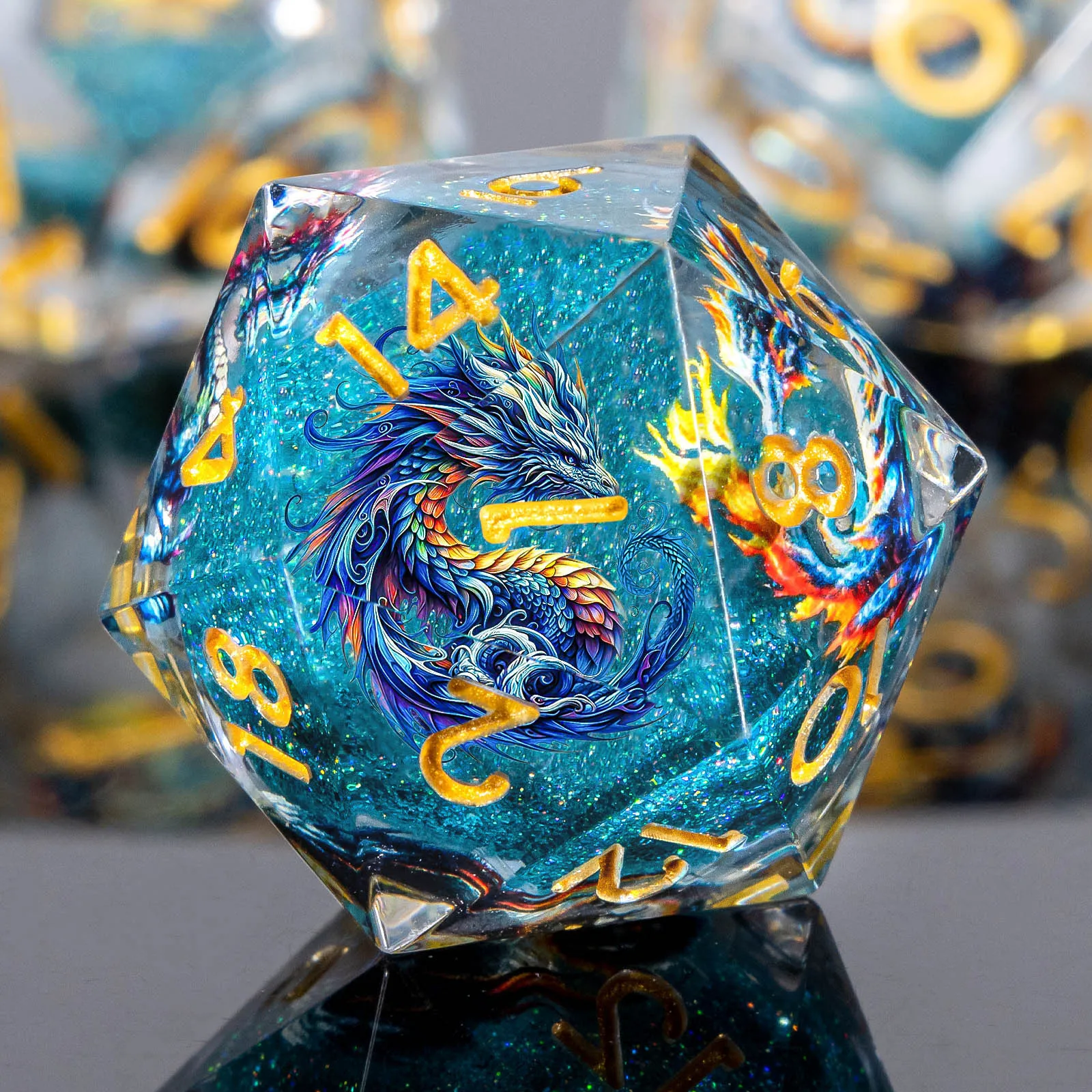 

DnD Dice Set D&D, Polyhedral Sharp Edge Liquid Core Dice, Resin Dungeon and Dragon Dice for Role Playing D20 D12 D10 D8 D6 D4