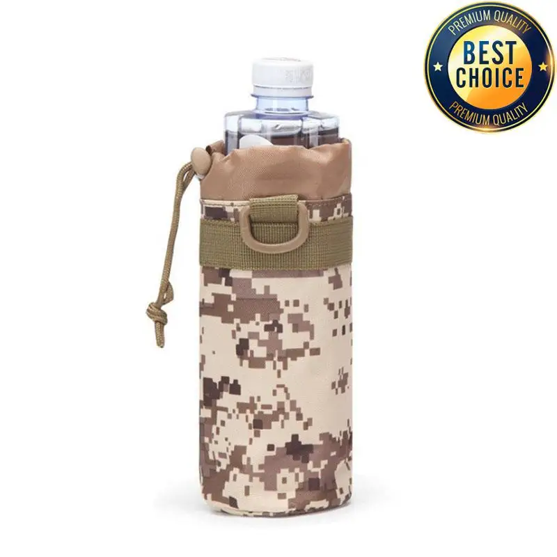 Tactical Molle Water Bottle Bag Military Outdoor Camping Hiking Drawstring Water Bottle Holder Multifunction Bottle Pouch