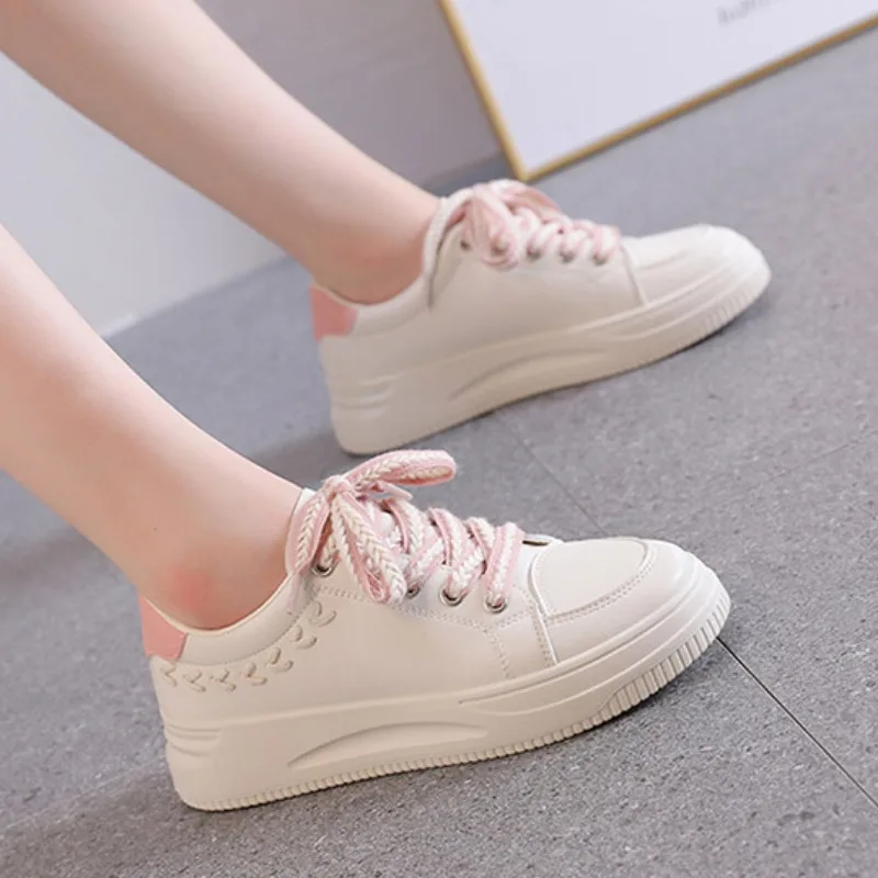 Women Platform Casual Shoes Height Increasing Chunky Sneakers for Youth Girls Outdoor Trainers Female Ladies Thick Sole Footwear