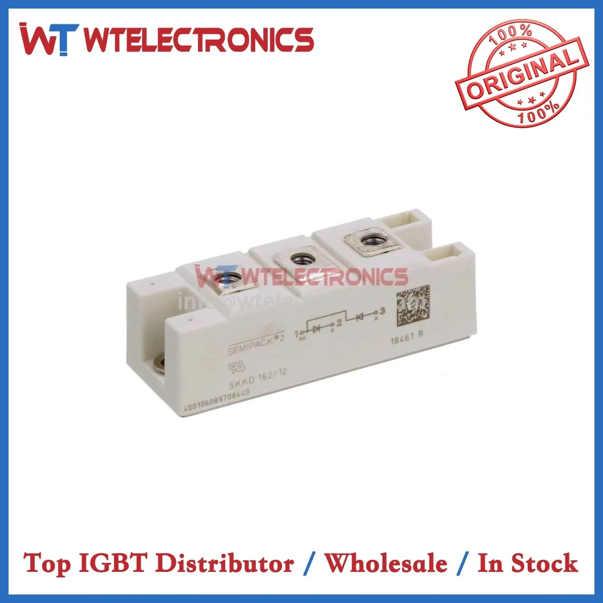 

SKKT 162/16E SKKT 27/57/72/92/106/122/132/162/172/200/16E SKKD 100/162/08/12/16/18 Original IGBT Module