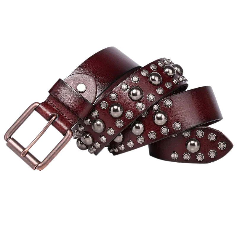 

Индивидуальный ремень в стиле хип-хоп с ремнем с пряжкой из воловьей кожи с большими грибами и шипами сверху