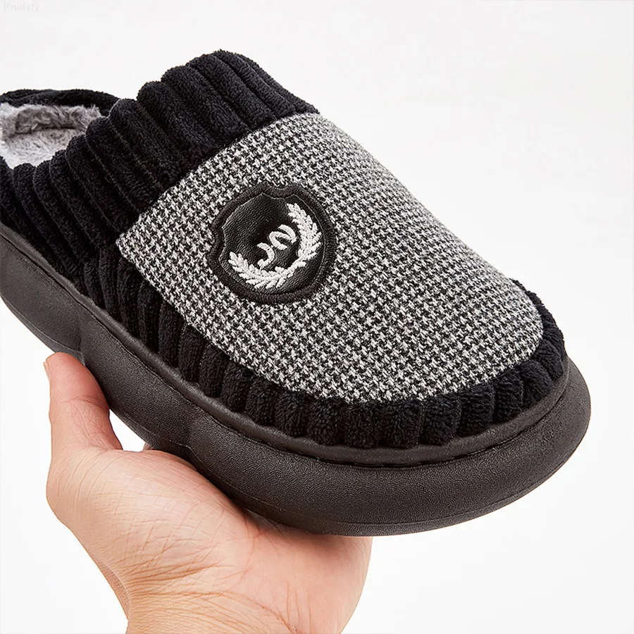 Men\'s Plus Size Slippers Winter Cotton Slippers Indoor Slippers Man Warm Slippers Plush Slippers Non-slip Thickened Slipper