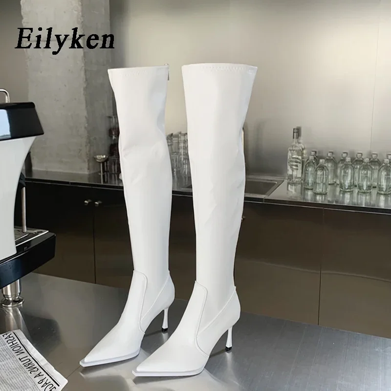 

Eilyken Street Over The Knee Woman Boot Zipper Thin High Heels Booties Designer Pointed Toe Sexy Shoes Botas Largas Mujer