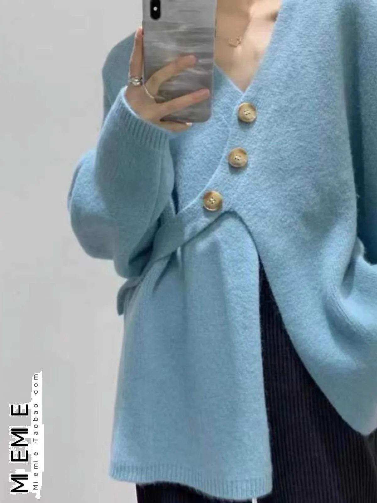 

Special Offer Irregular Thiened V-ne Knitted Open Cardigan Spring Loose Sweater Design Sense Top Women's Casual Sle Lon...