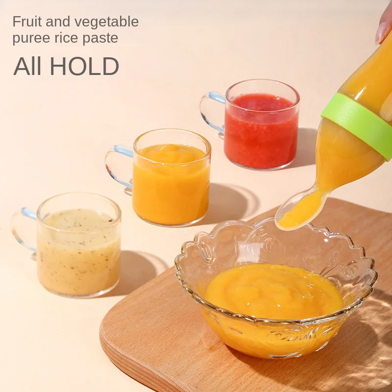 1PC Silicone Soft Spoon For Toddlers Anti Fall Anti Choking Rice Paste Spoon Squeeze Feeding Spoon Liquid Feeding Tableware