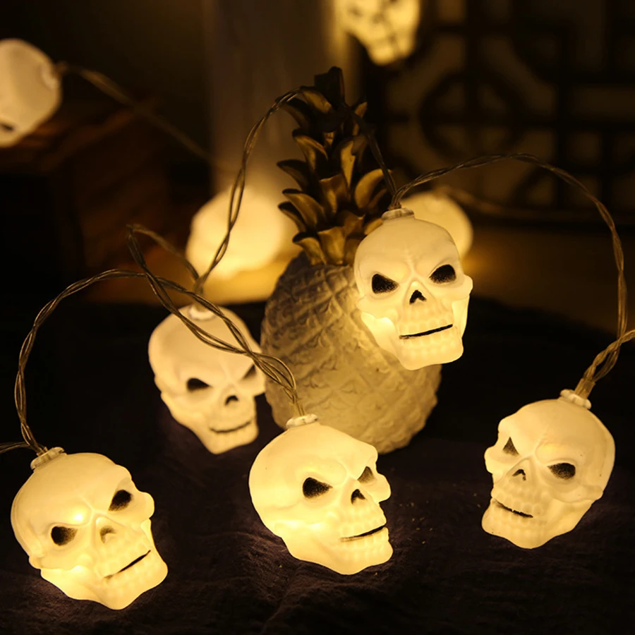 Halloween LED Skull Headlight String Ghost Festival Easter Party Atmosphere Decorative Light