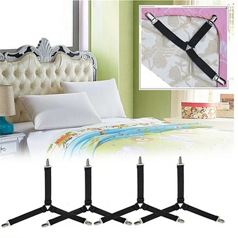 2pc Triangle Suspender Holder Bed Sheet Fixed Holder Elastic Mattress Clip Fastener Cover Blankets Gripper Fixing Non-Slip Strap