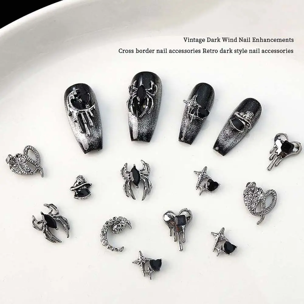 

5Pcs/set Nail Art Charms Halloween Heart Nail Decorations Nail Supplies Manicure Material Halloween Nail Rhinestones Love Heart