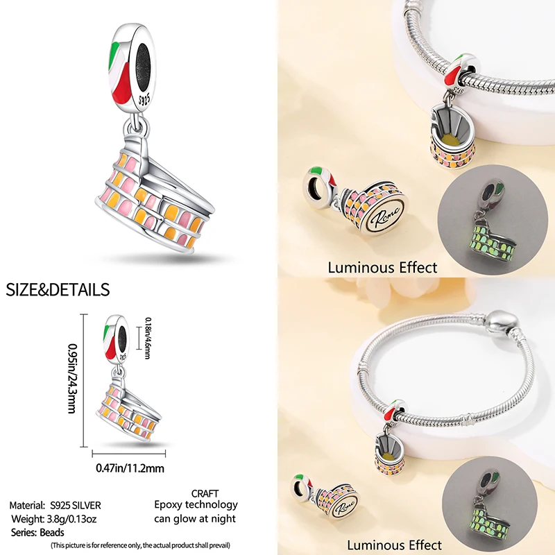 2023 New in Original Landmark Building Shape Charm Beads Fit Pandach Original Bracelet For 925 Silver Women Pendant Jewelry Gift