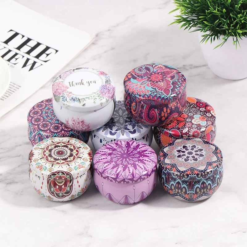 1PC 12Styles Empty Tinplate Box Tins Cans Jars Containers Wicks Sticker Centering for Aroma Essential Oil Soy Candle Supplies