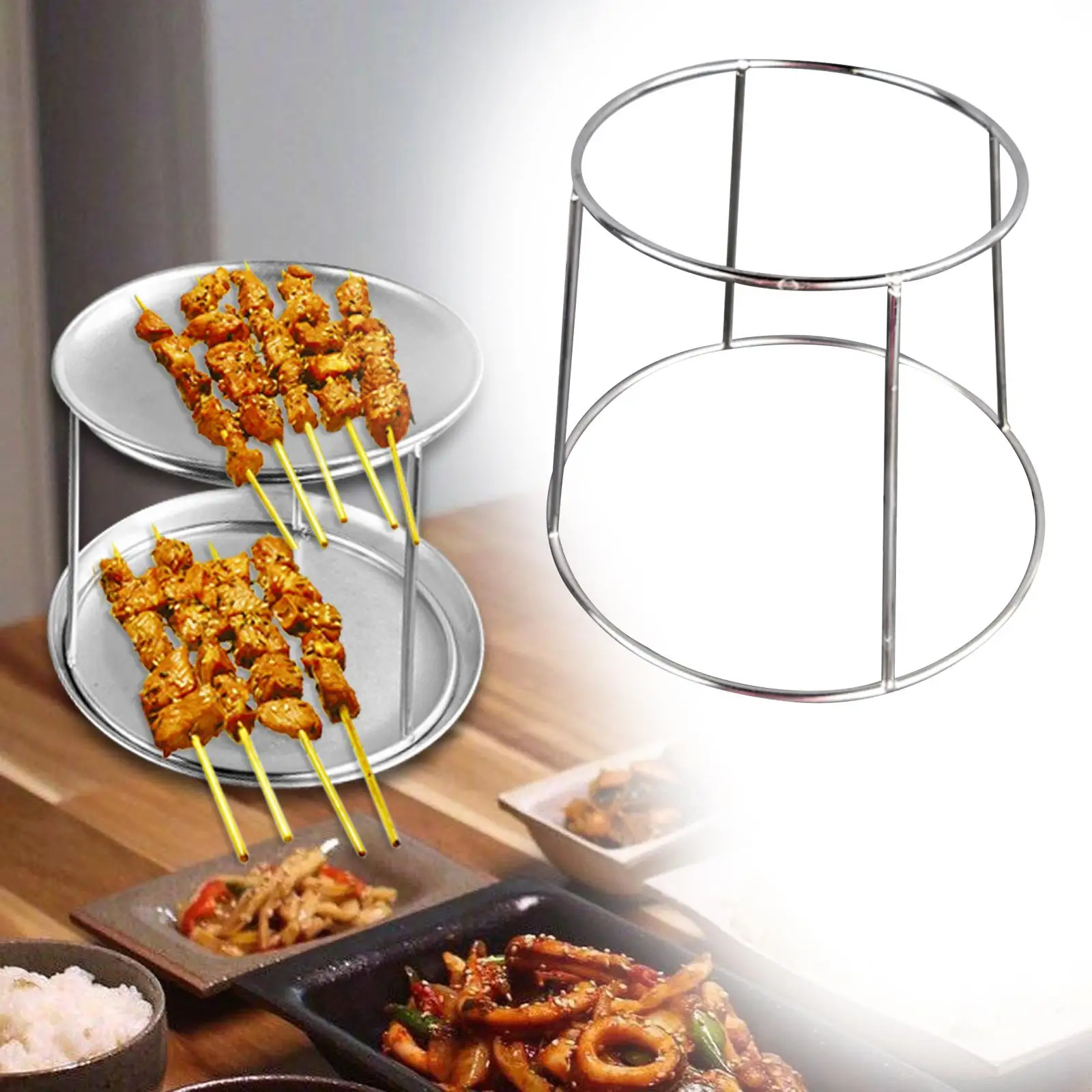 Wire Metal Food Serving Riser Pizza Box Holder Stand Durable Stainless Steel Tray Rack for Dinner Display