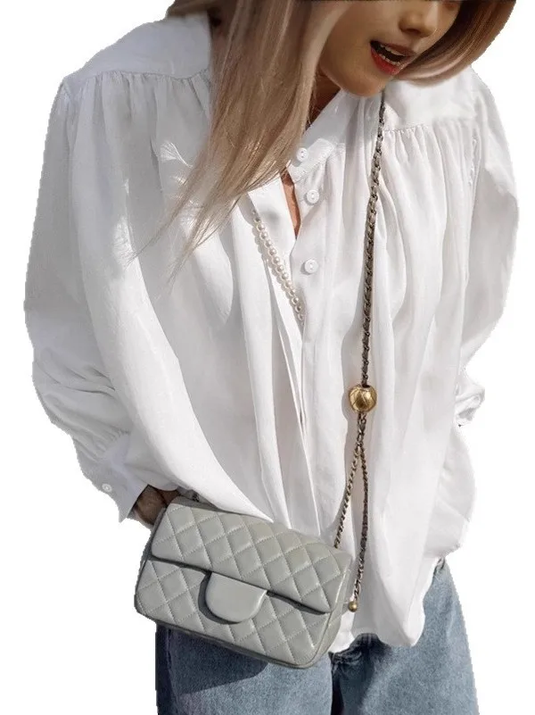 طوق واقف للنساء بأزرار لأعلى irt كاجوال Sle مرقع طويل Sve مقاس عادي مجموعة صيفية من القماش المريح