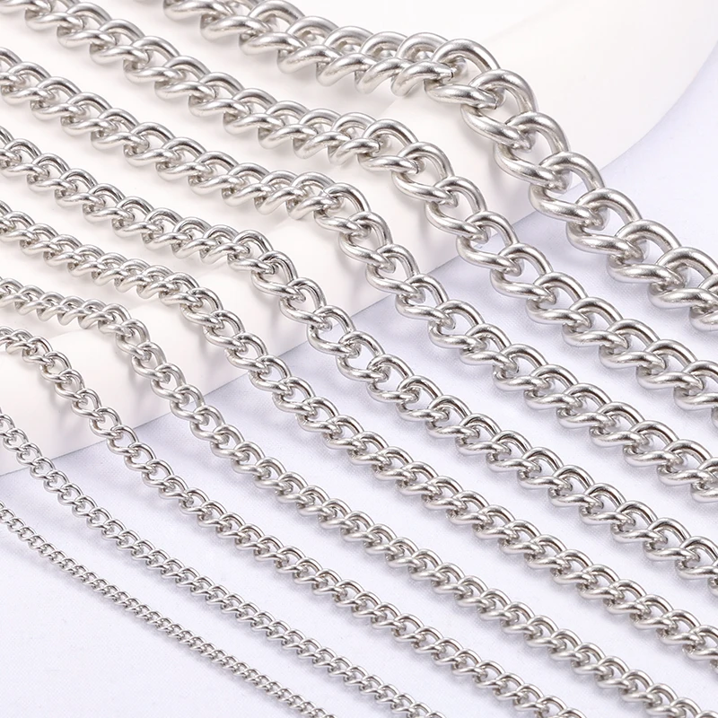 

Цепь кубинская из нержавеющей стали для изготовления ювелирных изделий, цепь из панцирного плетения для мужчин и женщин, цепочка «сделай сам» для ожерелья, браслета, россыпью, 2/3/3/8/4/5/6/7/