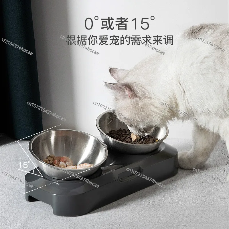 Stainless steel pet bowl Stainless steel cat food basin Single bowl Double bowl Cat supplies Raised cat