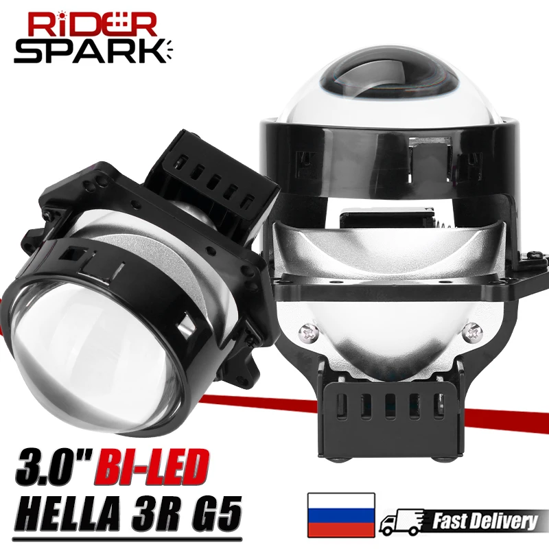

RIDERSpark 3.0inch 55W Bi Led Single Reflector Lenses Car Headlight 6000K For Hella 3R G5 Hi Lo Beam Lens Upgrade Retrofit DRL
