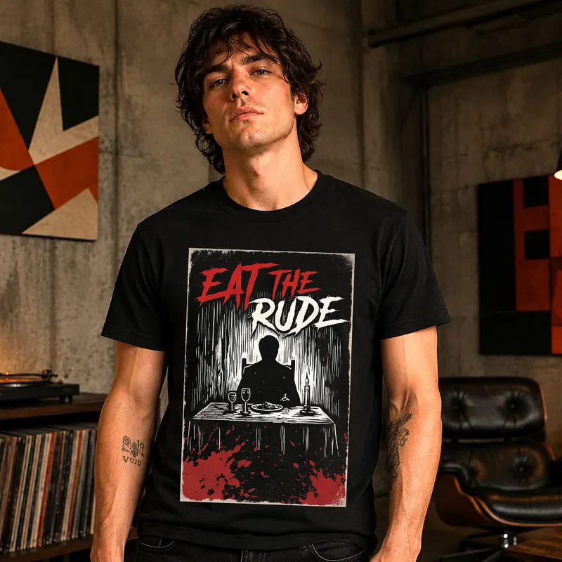Hannibal Lecter Eat The Rude Graphic T-Shirt Horror TV Series Vintage Gothic Unisex Short Sleeve Tee, 100% cotton Casual Tops
