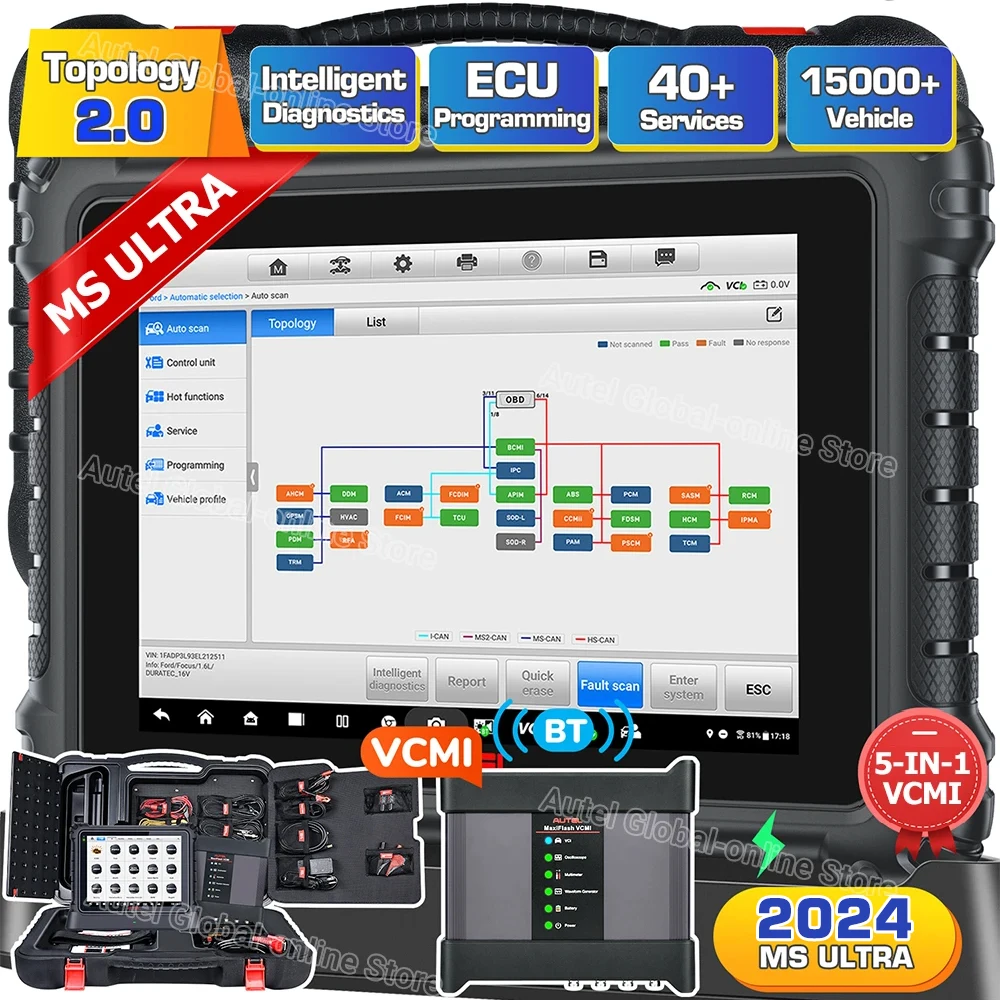 2024 Autel MaxiSys Ultra Scanner Intelligent Diagnostic, ECU Programming, Topology 2.0, OBD2/CAN Scan Tools PK Ultra Lite MS919