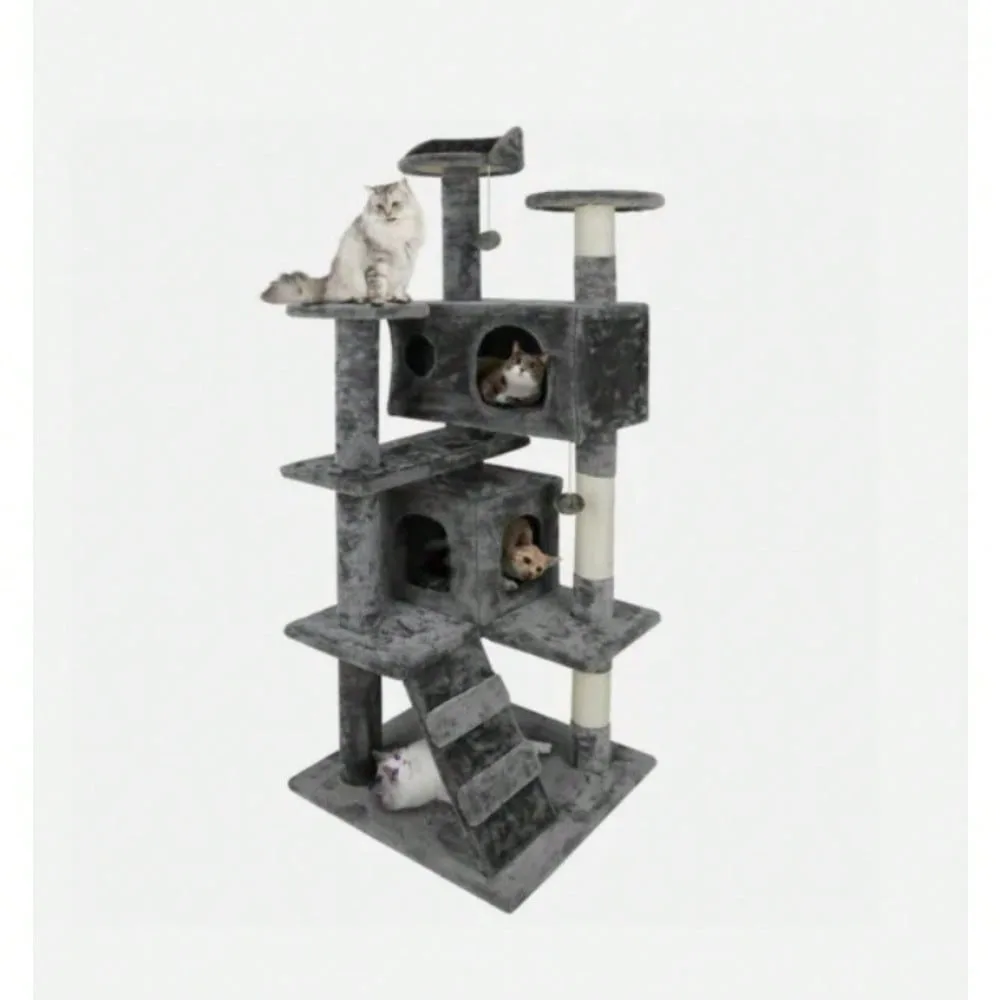 

Cat Tree Tower 55" Activity Center Large Playing House Condo For Rest