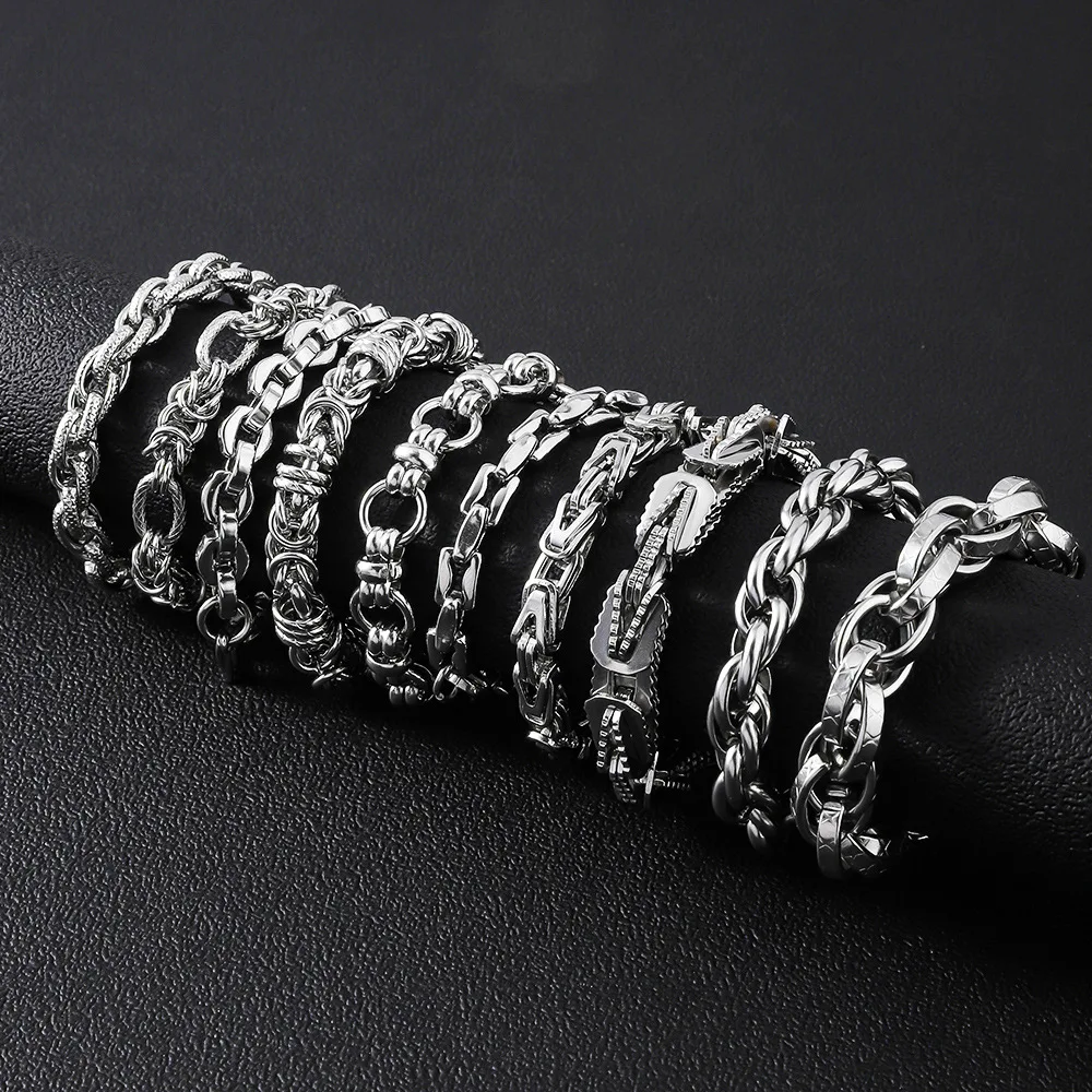 

Stainless Steel Men'S Bracelet Simple Trendy High Quality Jewelry Punk Cuban Cable Box Chain