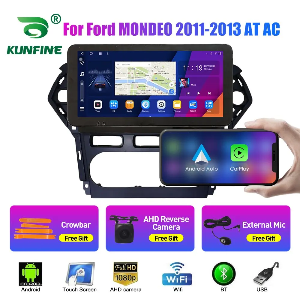 

10,33-дюймовый автомобильный радиоприемник для Ford MONDEO 2011-2013 2Din Android, восьмиядерный автомобильный стерео DVD, GPS-навигатор, плеер QLED, экран Carplay