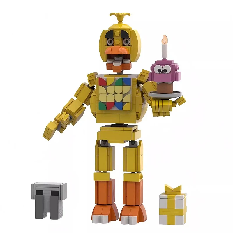 Bricklink MOC 아이디어 다섯 밤 공포 게임 Freddyed 액션 피규어 Fredbear Foxy Puppet 빌딩 블록 아이 장난감 할로윈 선물