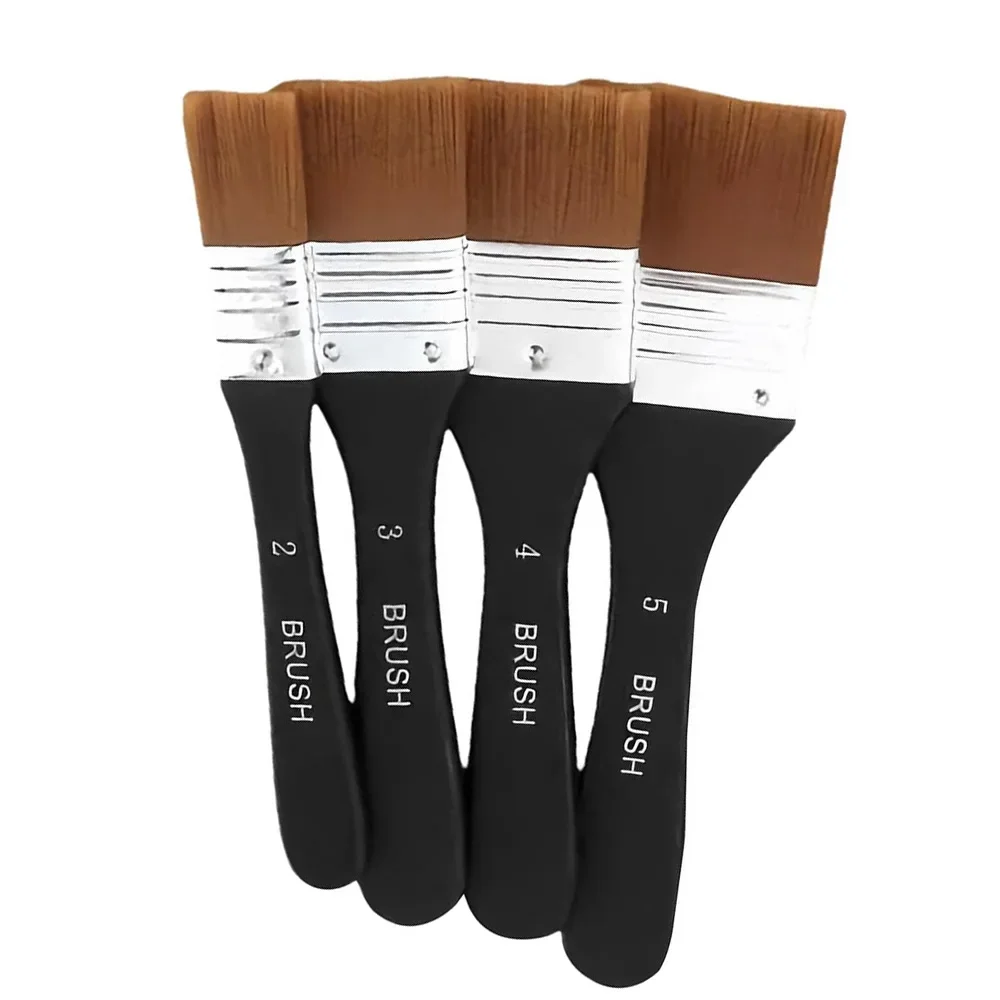 1/3/4 Pcs Paint Brush, Flat Bright Paint Brushes Craft Basecoating Paint Brushes with Wooden Handle for Acrylic, Oil, Watercolor