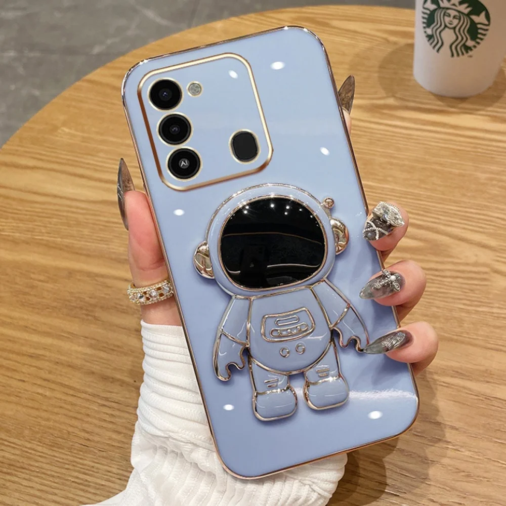 Phone Case For Tecno Spark 8C 8 7 7T PRO 6 GO 5 Air Square Plating Bling Soft Shockproof Cover Camon 18P 18 18T Pova 3 2 4 Pro