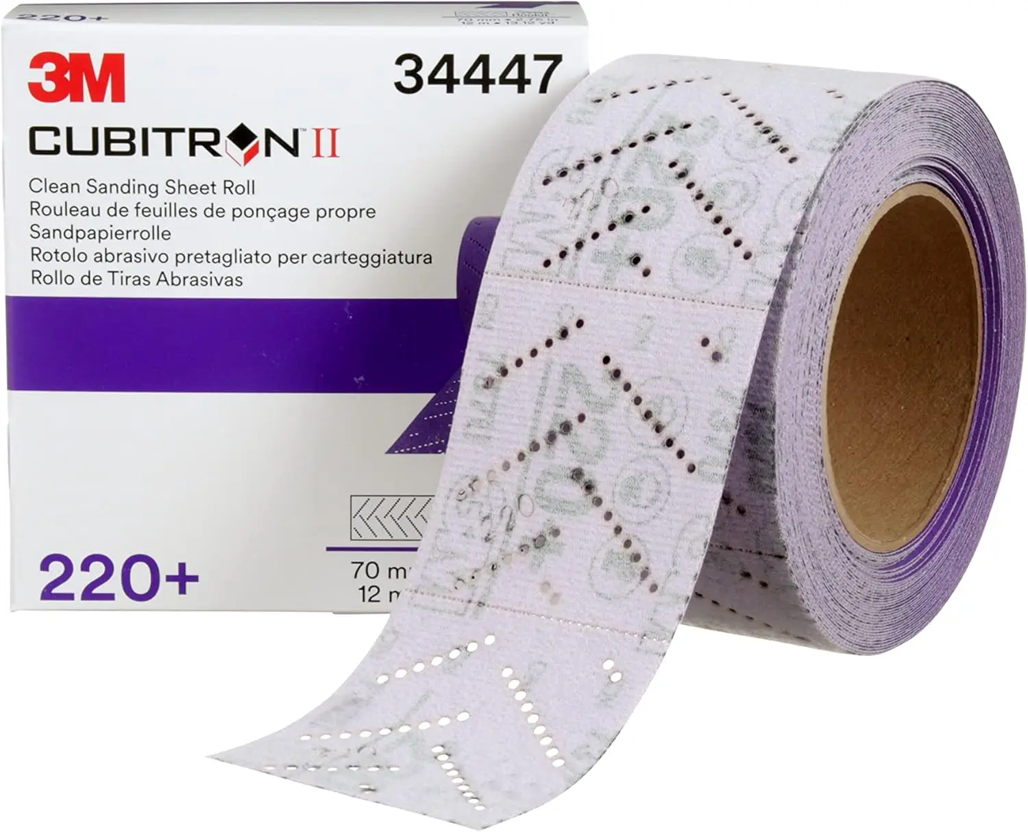 

Рулон шлифовальной бумаги с мультиотверстиями 70 мм x 12 м, зернистость 220+ для удаления автомобильных покрытий и ремонта кузова