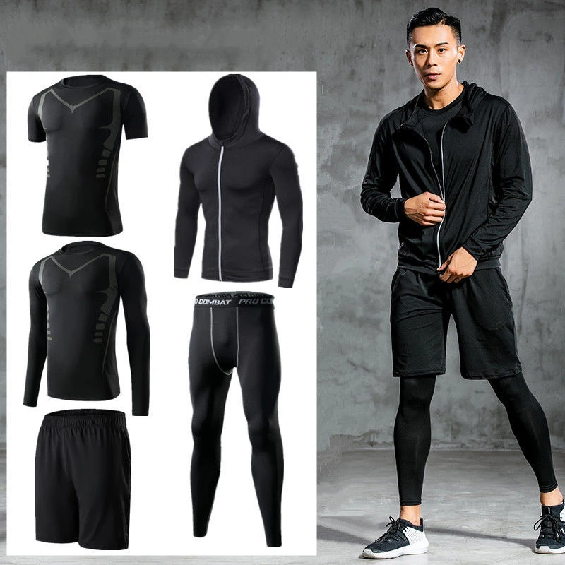 Sports Shirts Suits Men\'s Running Sets Compression Gym Fitness Sportswear Quick Dry Basketball Tights Jogging Training Underwear