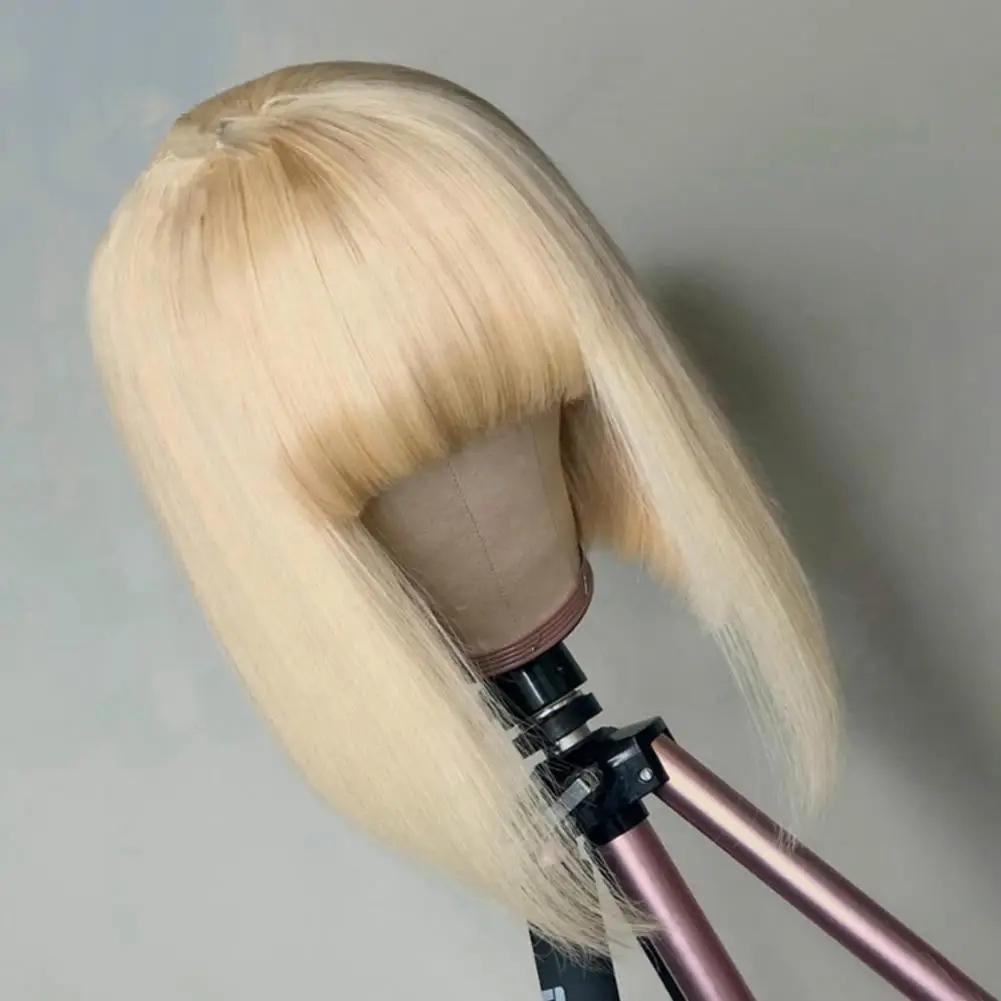 

Short Straight Hair Fashion Easy to Wear Fluffy Trendy Light Golden Color Cosmetics Accessory High Temperature Silk Shoulder Len