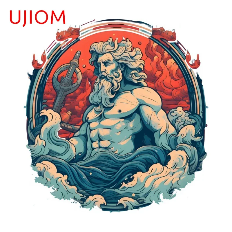 UJIOM Poseidon Artistic Fanart Wall Stickers Amusing Man Furniture Decals Sunscreen Waterproof PVC Kitchen Cupboard Decoration