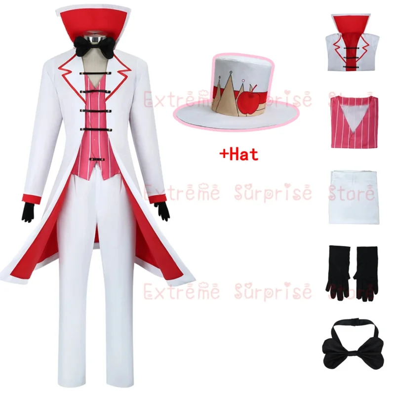 Новинка 2025 года, белый костюм Hazbin Hotel Lucifer, костюм дьявола для косплея, полный комплект, униформа Outfi AA