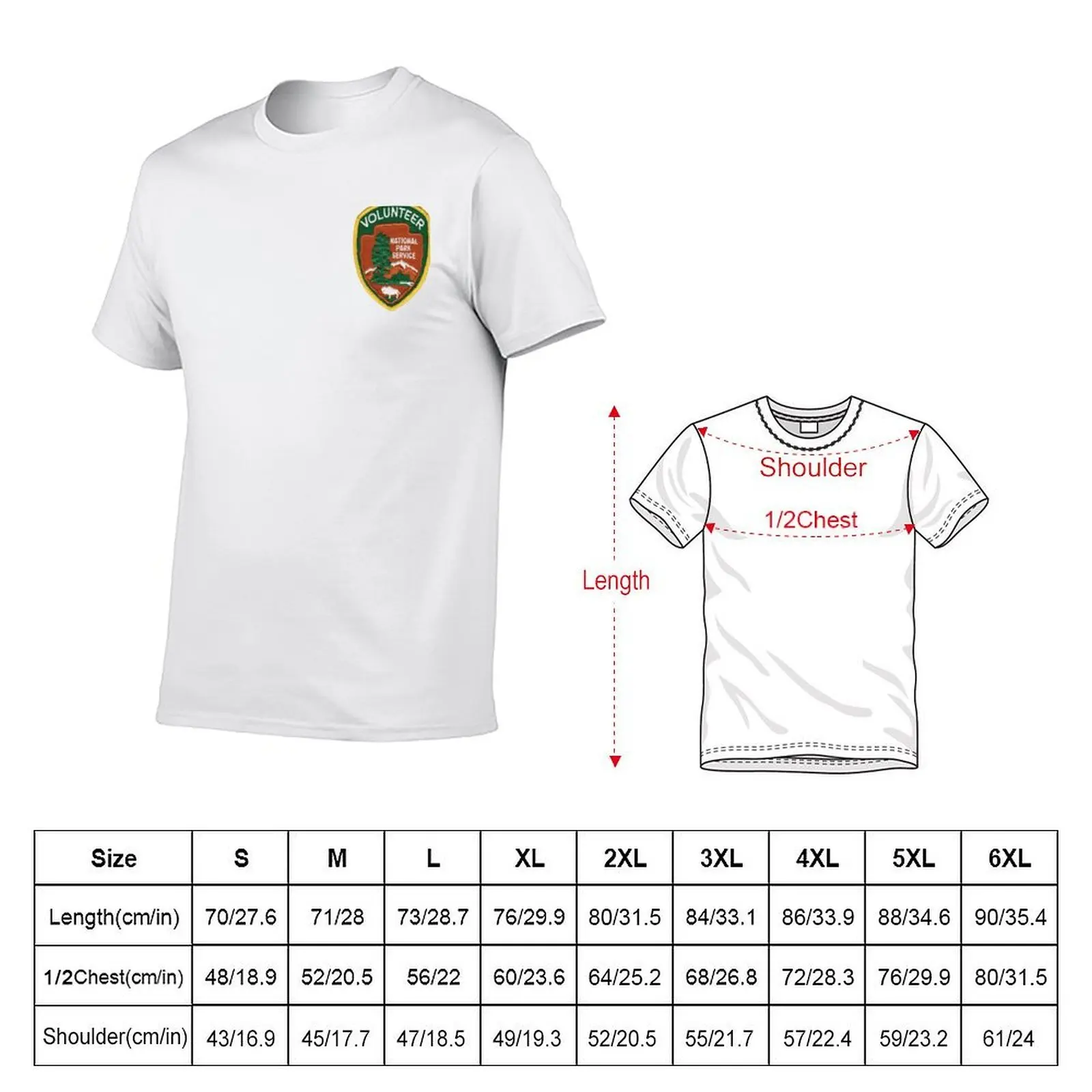 S Park Service Volunteer National U T-Shirt Classic Crew Neck Cotton T-Shirt