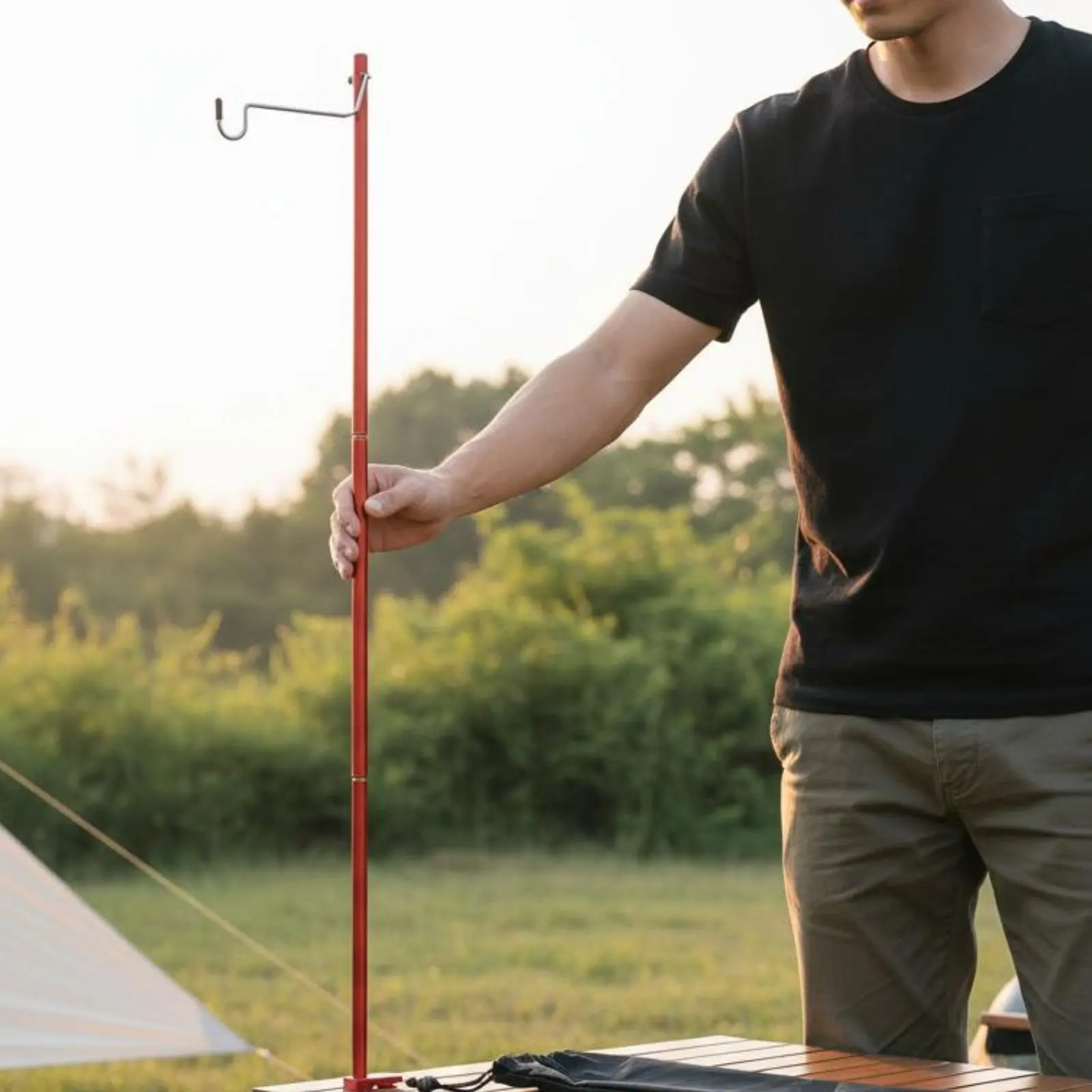 Folding Lantern Stand Aluminum Alloy Foldable Lamp Stand Camping Lantern Hanger Lightweight Collapsible Lamp Pole for Campsite