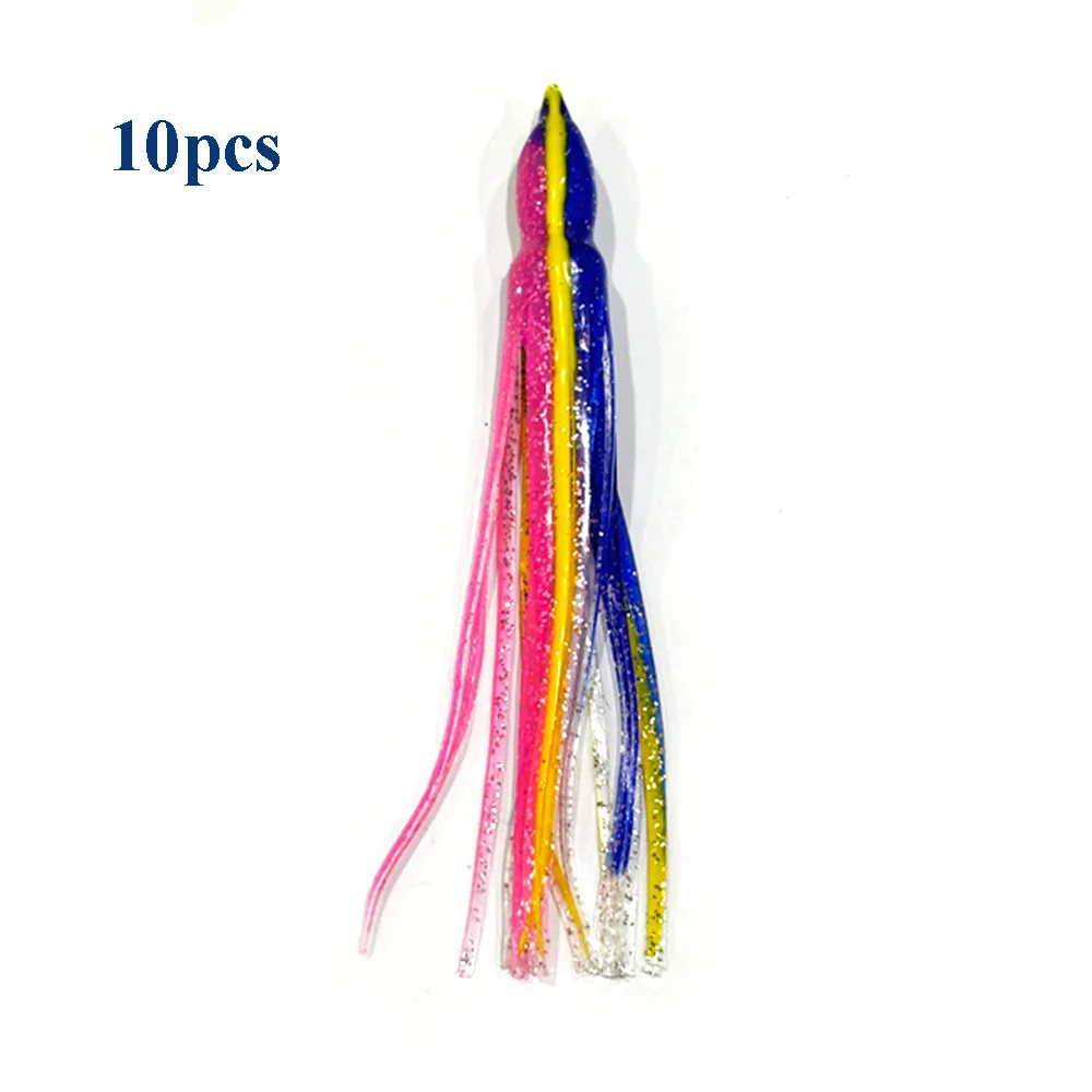 10 Stück 15 cm weiche leuchtende Oktopus-Röcke, Köder aus Silikon für Thunfisch, Mahi, Trolling, Hoochie, leuchtende Tintenfisch-Röcke, Jigging, Meeresfischköder – Detail 11