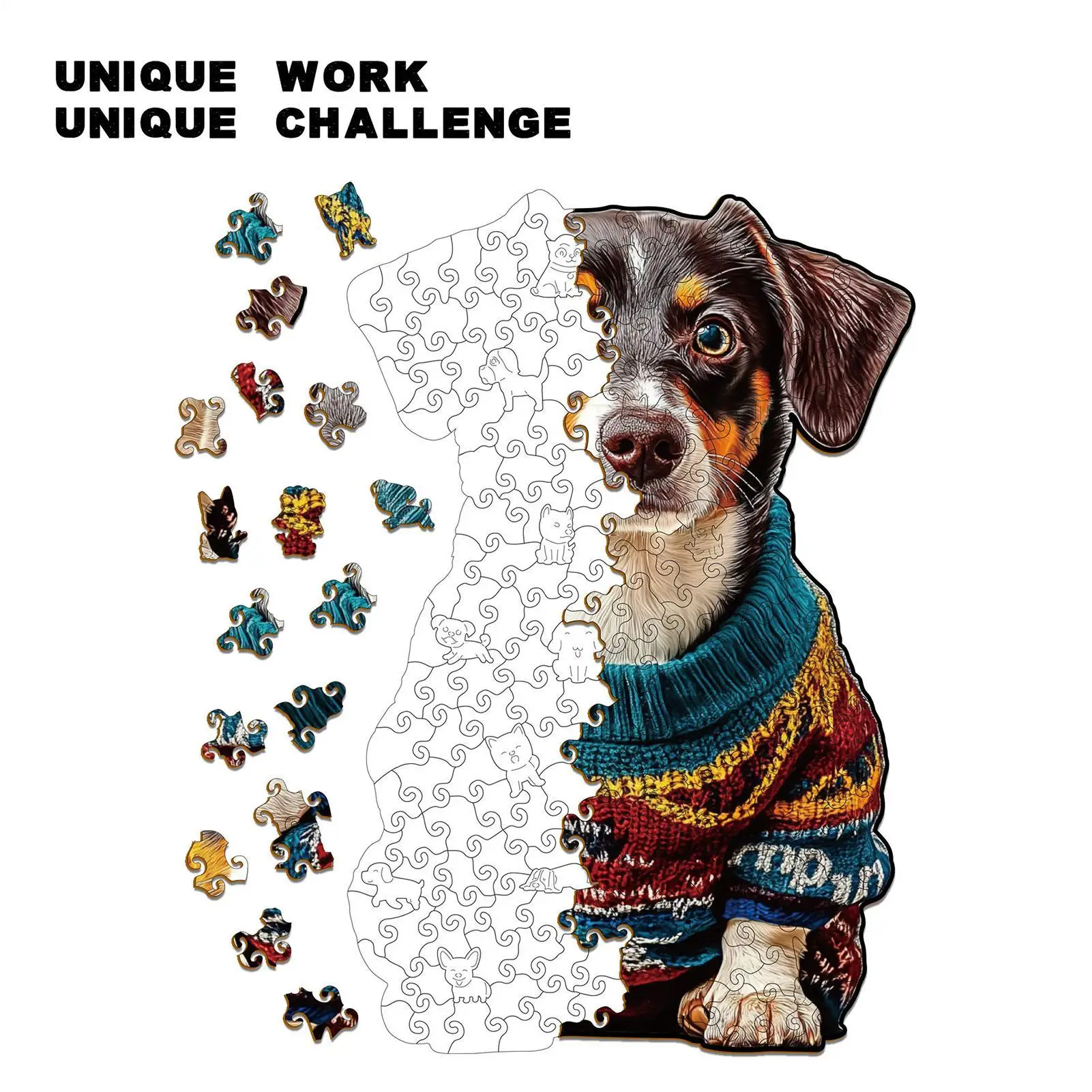 الألغاز للبالغين عيد الميلاد موضوع الحيوان الكلب تصميم عيد الميلاد خشبية الكلب بازل قطع للرجال النساء الفتيات الشباب المراهقين الزوج