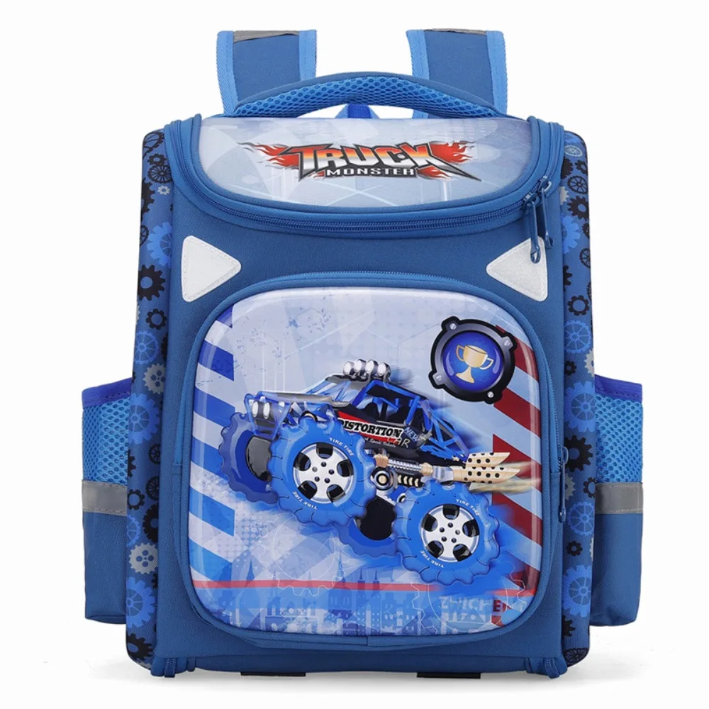 Student Space Bag Ultra Lightweight Large Capacity Breathable Waterproof 3D Shell Car Cartoon Children's Backpack for Grades 1-3