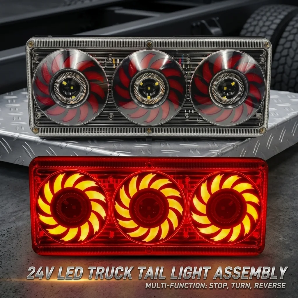 

140-2 LED Tail Light 12V/24V – Waterproof Brake Turn Reverse Running for Truck Farm Vehicle – with/without Bracket 33CM 2PCS